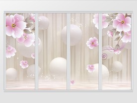 现代时尚3D立体花朵移门