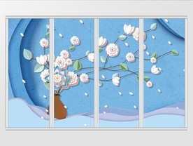 新现代立体花瓶花枝移门