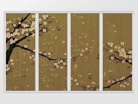 新中式暗纹花枝移门