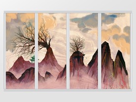 新中式笔触感山水风景移门