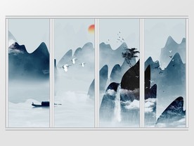 新中式水墨山水移门