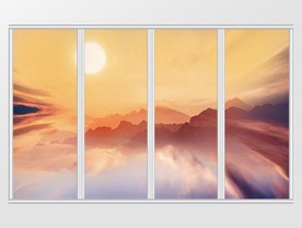 新中式唯美山峦日光移门