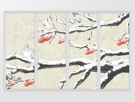 新中式喜寒冬腊梅移门