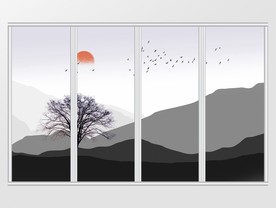 新中式意境风山水移门