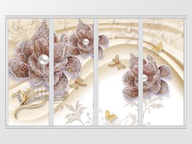 3d钻石珠宝花朵珍珠移门