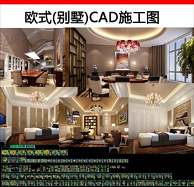欧式复式别墅全套cad施工图