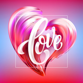 创意炫彩质感爱心海报情人节