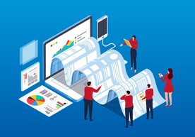 互联网大数据报表统计商业插画