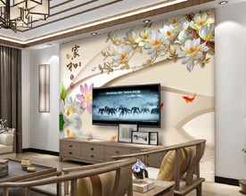 家和富3D立体浮雕荷花背景