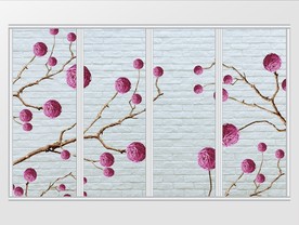 粉色创意枝干藤球移门