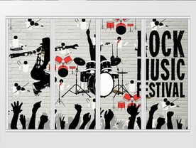 复古摇滚吉他炫酷移门