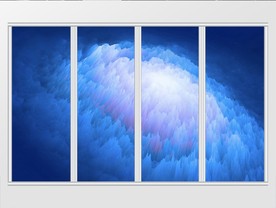 蓝色光效灯光移门