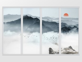 山峦云雾大气移门