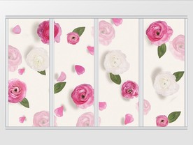 立体粉色玫瑰花卉移门