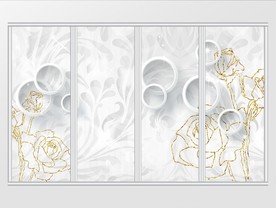 现代简约立体金色玫瑰花唯美移门