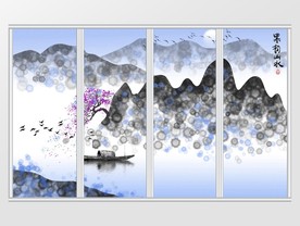 新中式墨韵写意山水画移门