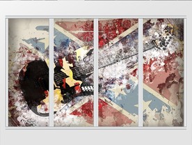 复古涂鸦摇滚吉他移门