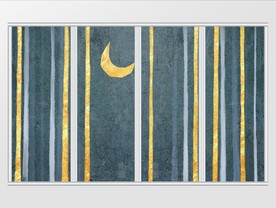 现代简约金色抽象树月亮移门