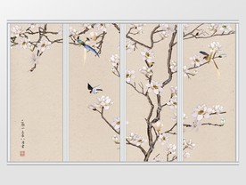 新中式古典雅致花鸟工笔移门