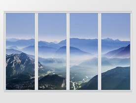 新中式云雾缭绕风景移门