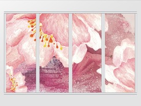 粉色唯美花卉抽象移门