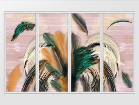 粉色现代简约清新水彩羽毛移门