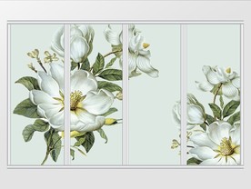 清新现代花卉移门