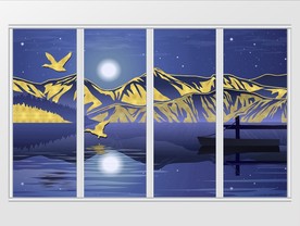现代简约梦幻山水金箔移门