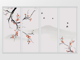 新中式樱桃燕子移门