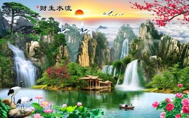 山水风景壁画背景墙