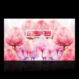 欧式水彩粉色婚礼迎宾背景ps