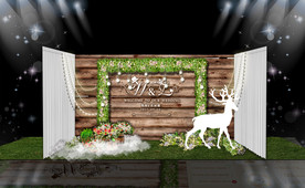 木板背景婚礼迎宾区