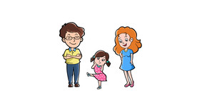 原创手绘一家三口