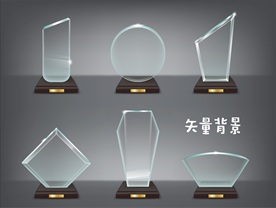 矢量水晶杯奖杯透明奖杯背景