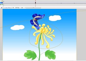 一朵花和蓝色蝴蝶飞舞7秒