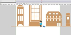 人和小狗在街道上走10秒