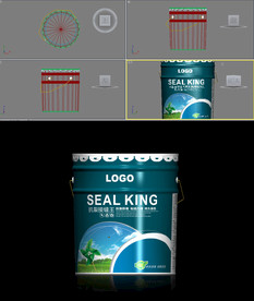 墙面漆圆桶包装效果模型