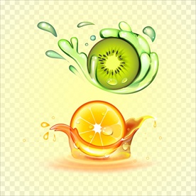 矢量水果果汁橙子猕猴桃切面橙汁