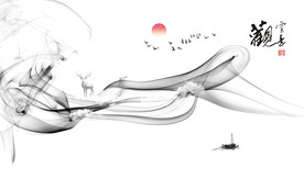 观云意新中式水墨背景墙