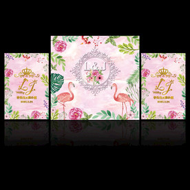 粉色金色火烈鸟水彩花卉婚礼设计