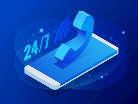 矢量24小时电话在线客服插画