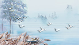 北欧现代浮雕立体海景