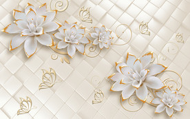 立体格子浮雕花