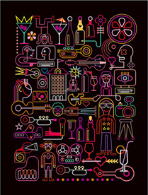 酒吧霓虹灯线条插画系列10