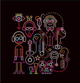 酒吧霓虹灯线条插画系列15