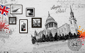 手绘英伦复古简约背景墙