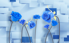 蓝色妖姬3D电视背景墙