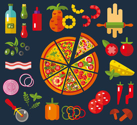 披萨饼配菜矢量插画素材