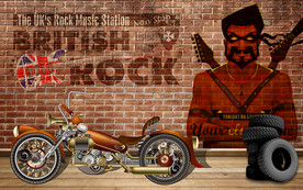 摇滚摩托工装背景墙