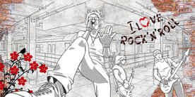 手绘简约摇滚工装背景墙